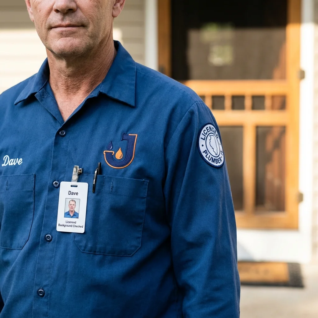 Licensed plumber showing ID badge in Trussville, AL