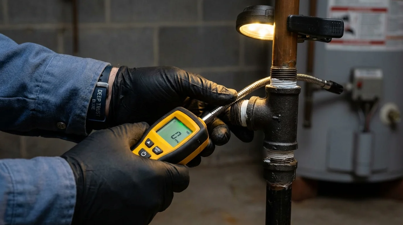 Gas leak detection with electronic sniffer by Johns Plumbing LLC in Trussville