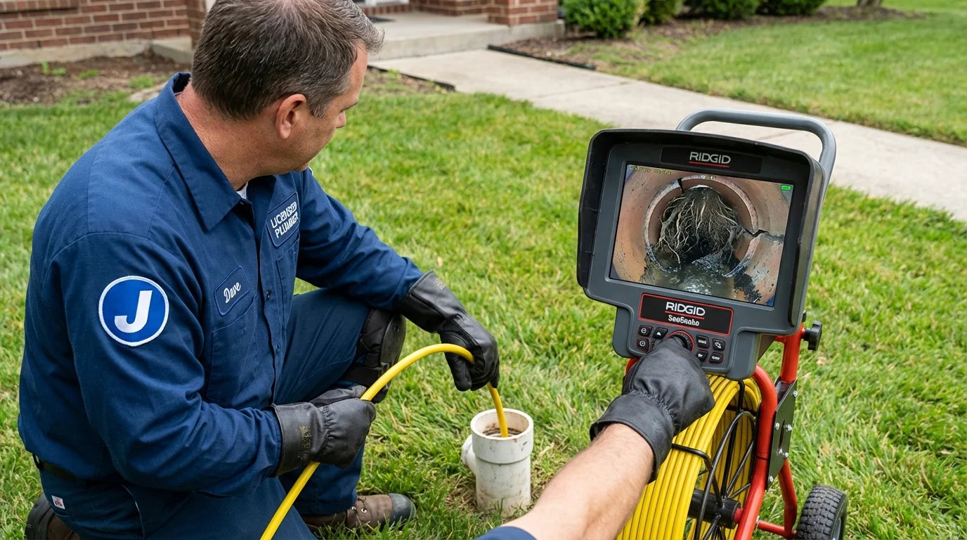 Sewer camera inspection being performed by Johns Plumbing LLC in Trussville