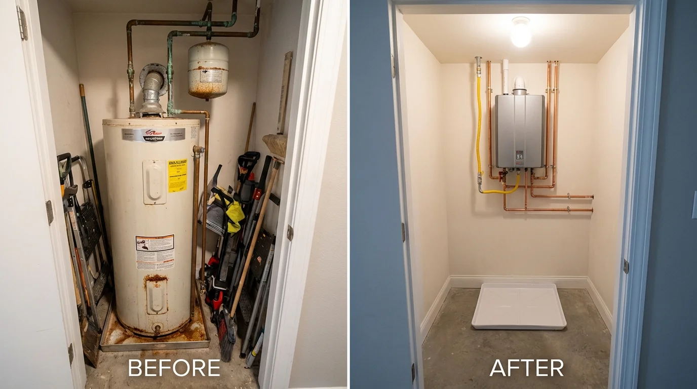 Tank water heater versus wall-mounted tankless unit comparison for Trussville, AL homeowners